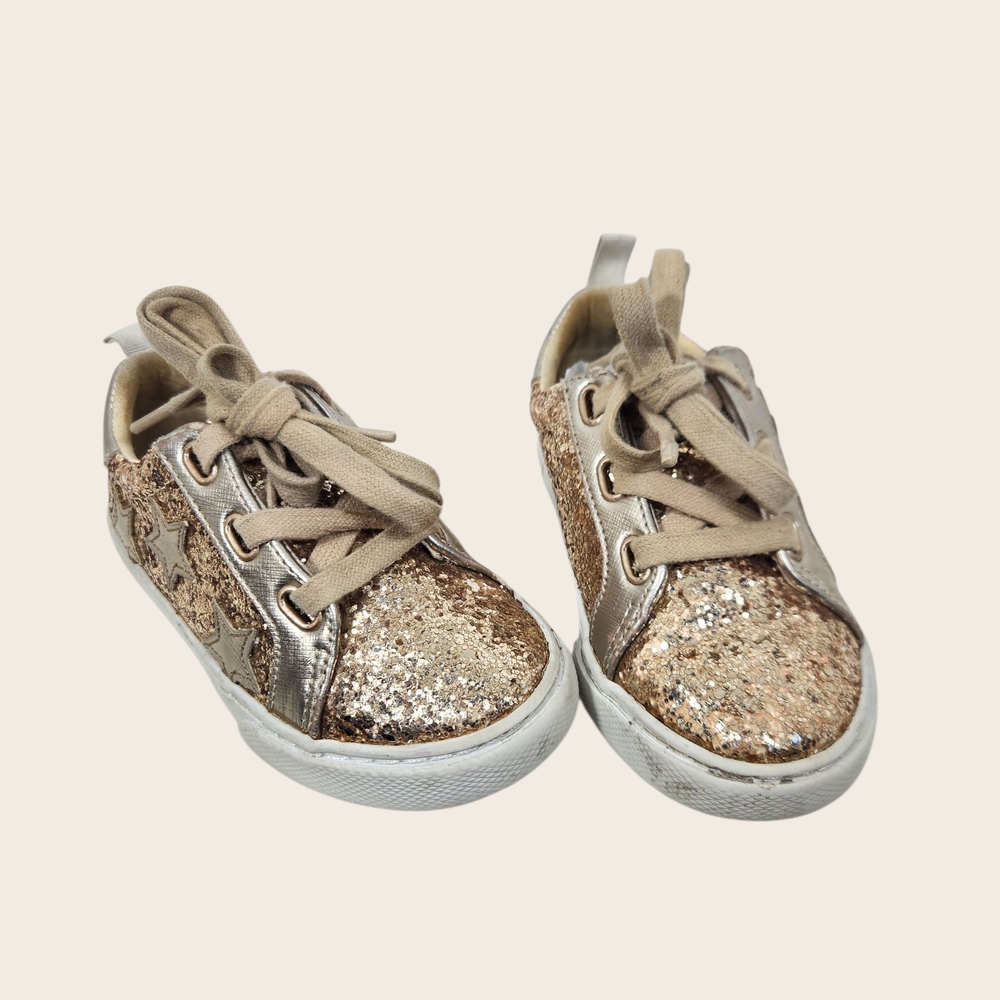 Crazy 8 Sparkly Gold Girls Sneakers/Tennis Shoes